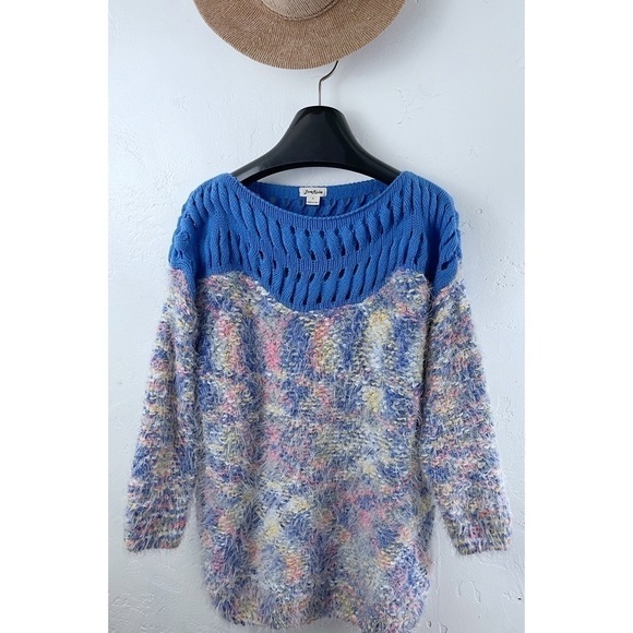 Love Riche Women’s Blue Multi Color Knit Chunky Sweater Size Large - Picture 1 of 3